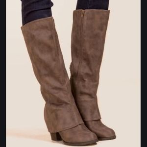 Tall Taupe Heeled Boots size 7